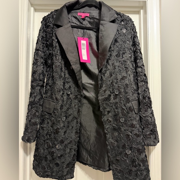 Betsey Johnson Jackets & Blazers - Betsey Johnson Black Rose and Sequin Blazer Dress